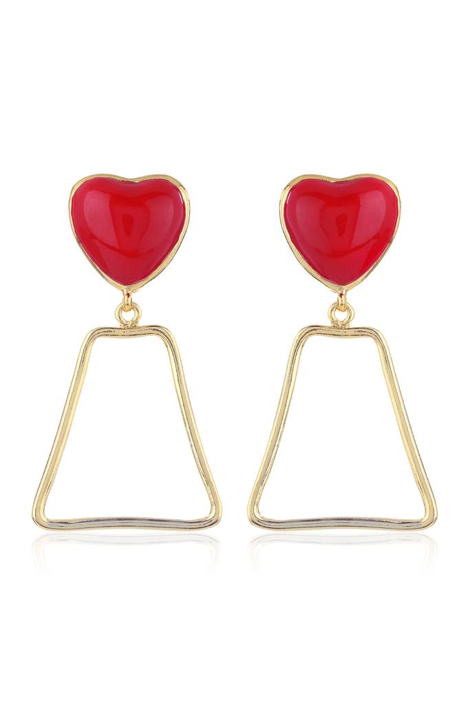 Estele Gold Plated Heart Shaped Dangle Earrings For Women : 682703-IGER