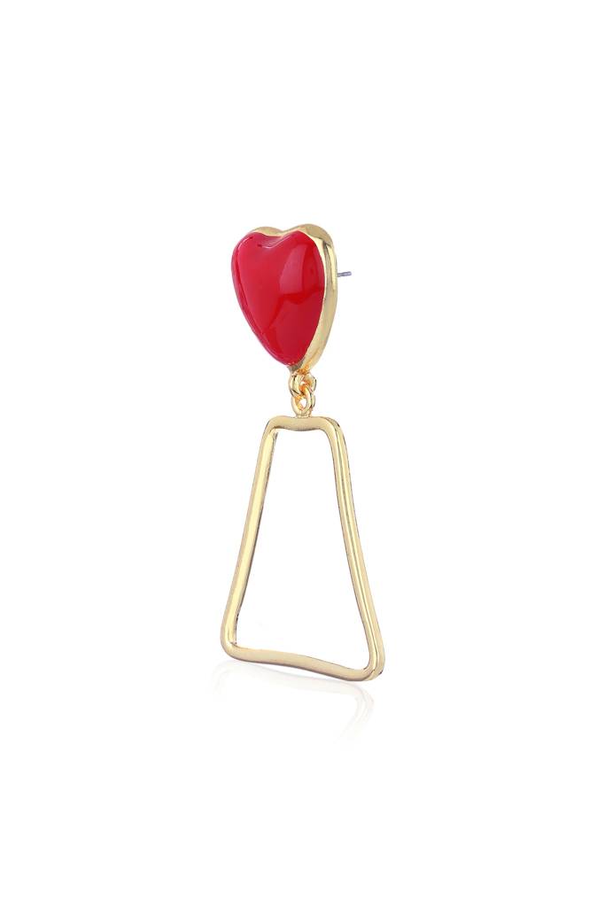 Estele Gold Plated Heart Shaped Dangle Earrings For Women : 682703-IGER