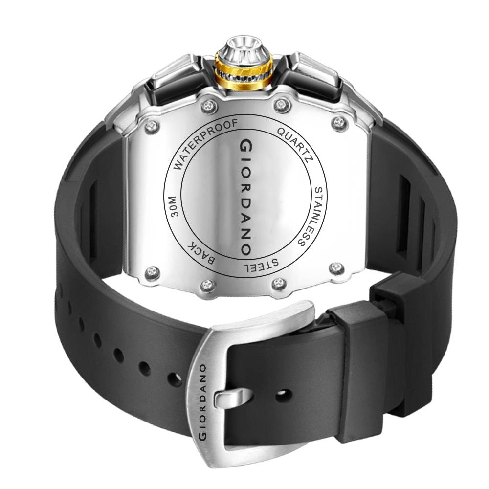 Giordano Multifunction Watch For Men With Day, Date, And 24-Hour Sub-Dial, Water Resistant Square Dial Unique De : GZ-50120-01