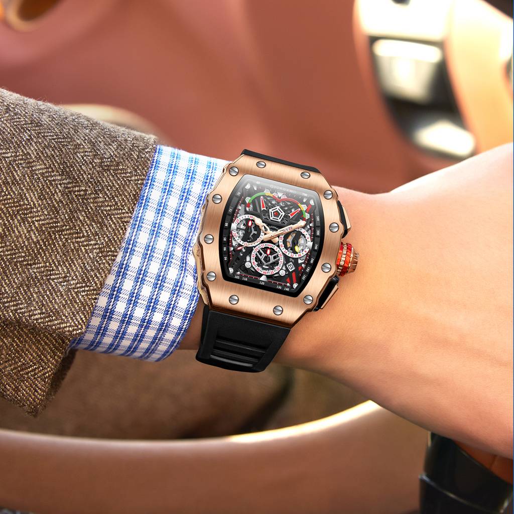 Giordano Multifunction Watch For Men With Day, Date, And 24-Hour Sub-Dial, Water Resistant Square Dial Unique De : GZ-50120-02