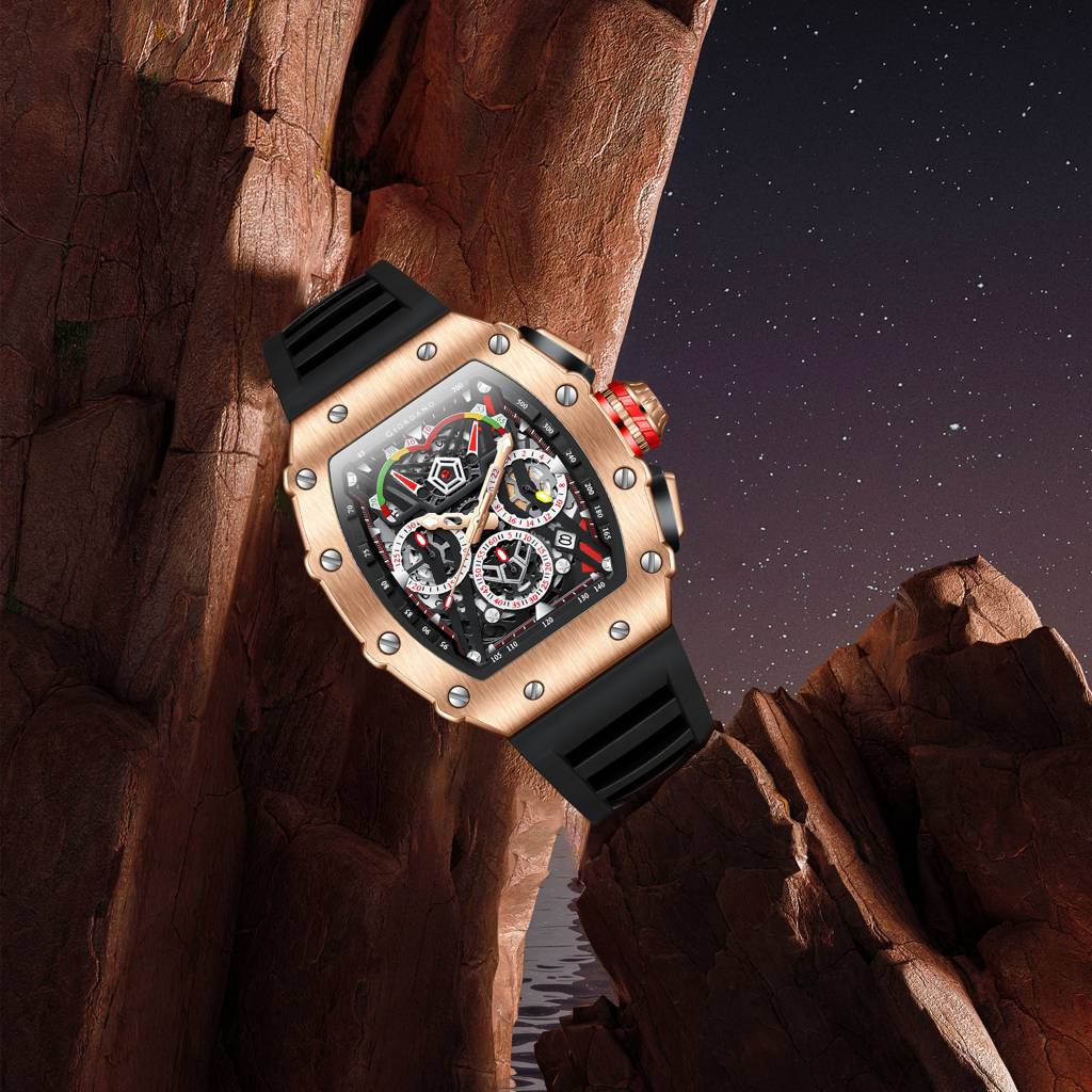 Giordano Multifunction Watch For Men With Day, Date, And 24-Hour Sub-Dial, Water Resistant Square Dial Unique De : GZ-50120-02