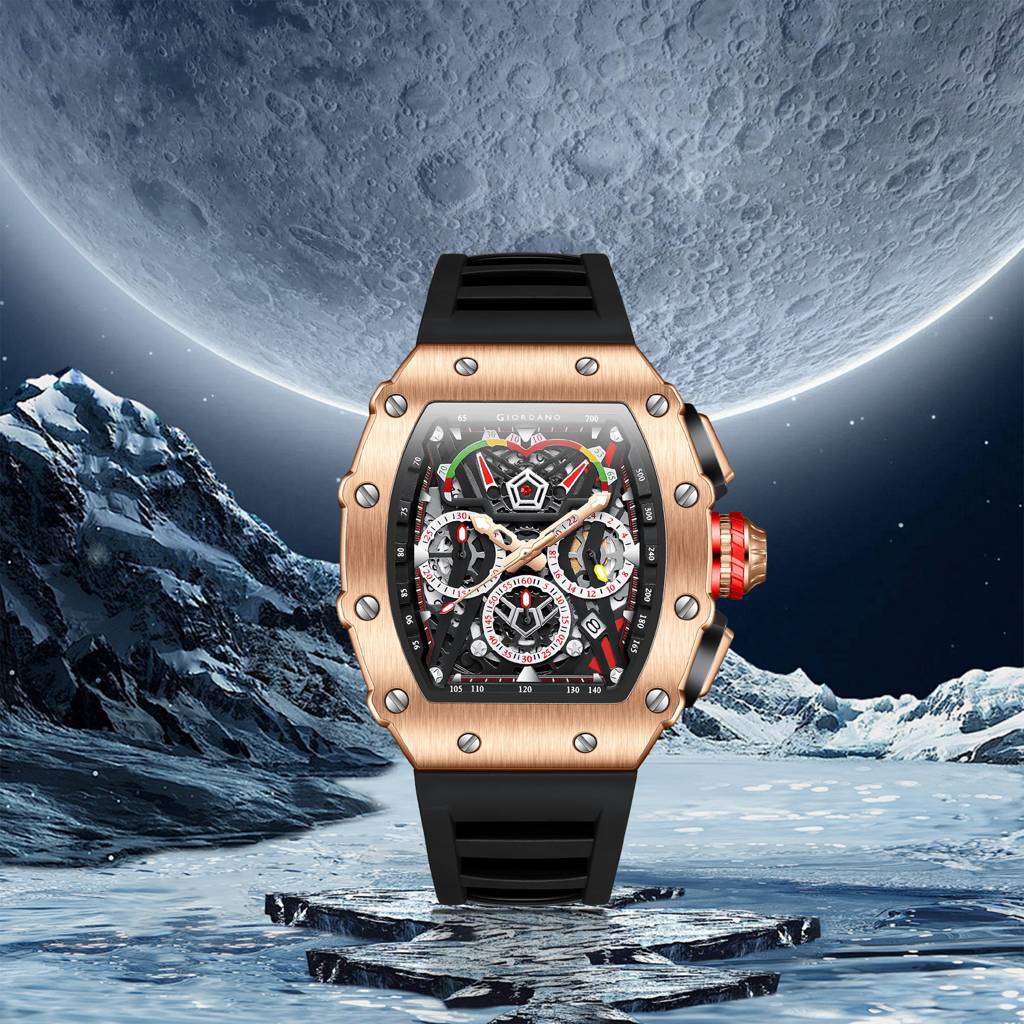 Giordano Multifunction Watch For Men With Day, Date, And 24-Hour Sub-Dial, Water Resistant Square Dial Unique De : GZ-50120-02