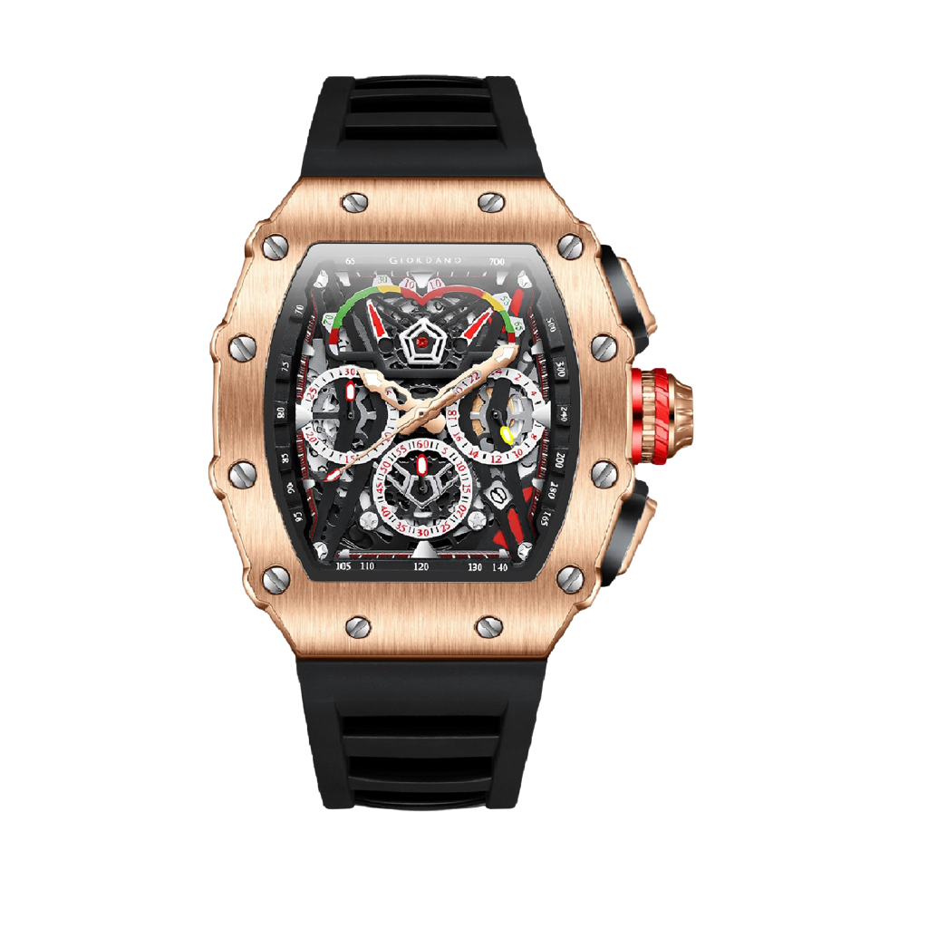 Giordano Multifunction Watch For Men With Day, Date, And 24-Hour Sub-Dial, Water Resistant Square Dial Unique De : GZ-50120-02