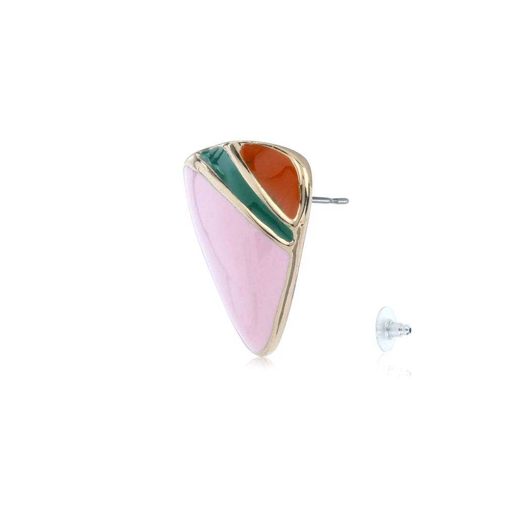 Estele Gold Plated Traingle Shaped With Enamel Multicolor Stud Earring For Women : 682706-IGER