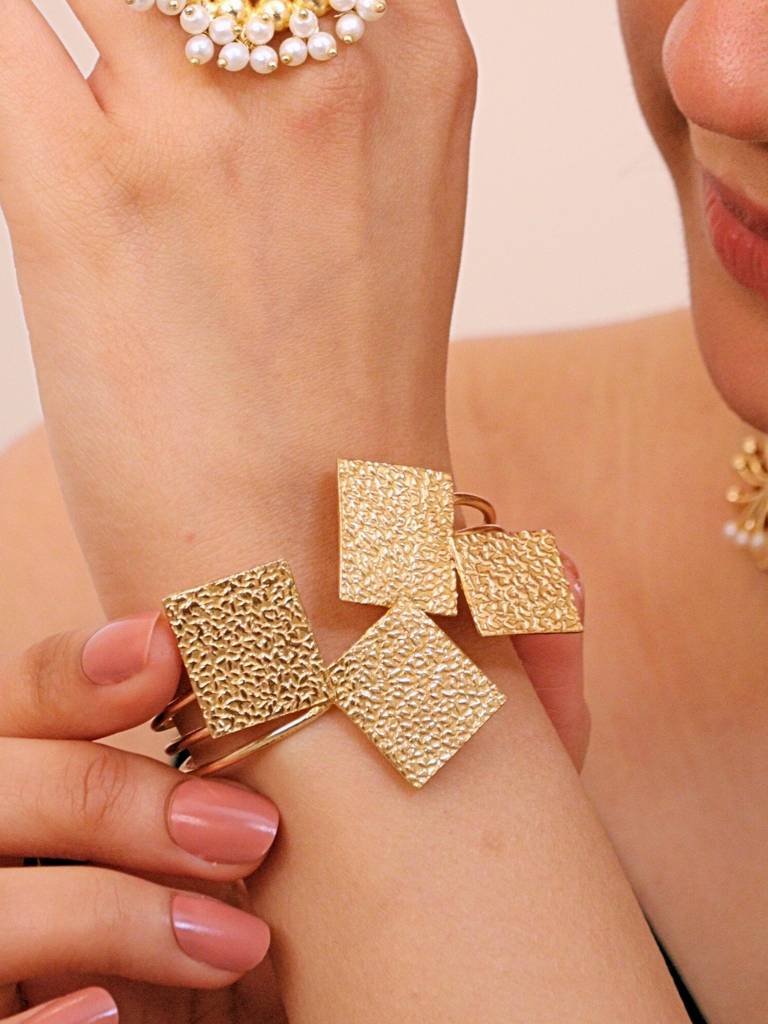 Vanshika Adjustable Brass Bracelet For Women 18K Gold Plated : BJV018