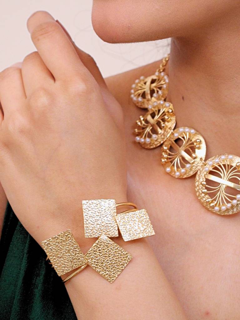 Vanshika Adjustable Brass Bracelet For Women 18K Gold Plated : BJV018