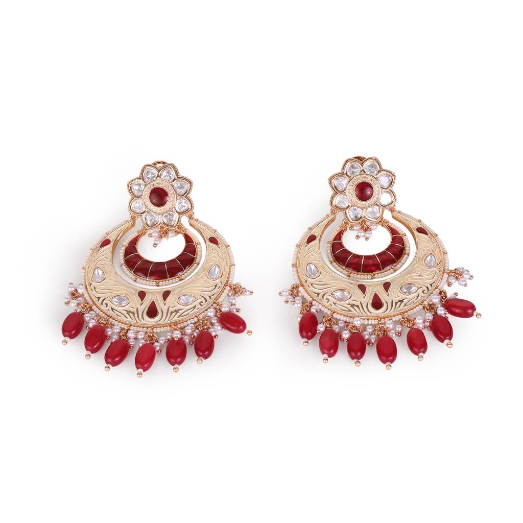 Traditional Meenakari Work Gold Plated Brass Chandilier Earring For Women : 69ER13