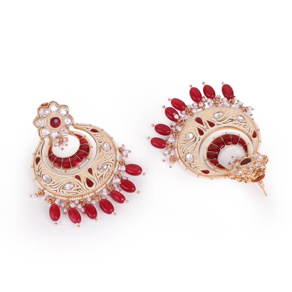 Traditional Meenakari Work Gold Plated Brass Chandilier Earring For Women : 69ER13