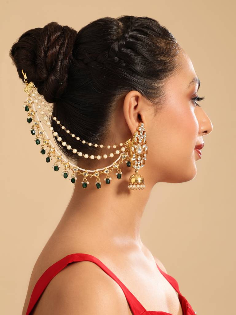 Zayra Emerald Drop Layered Earchains : YI24A0610H