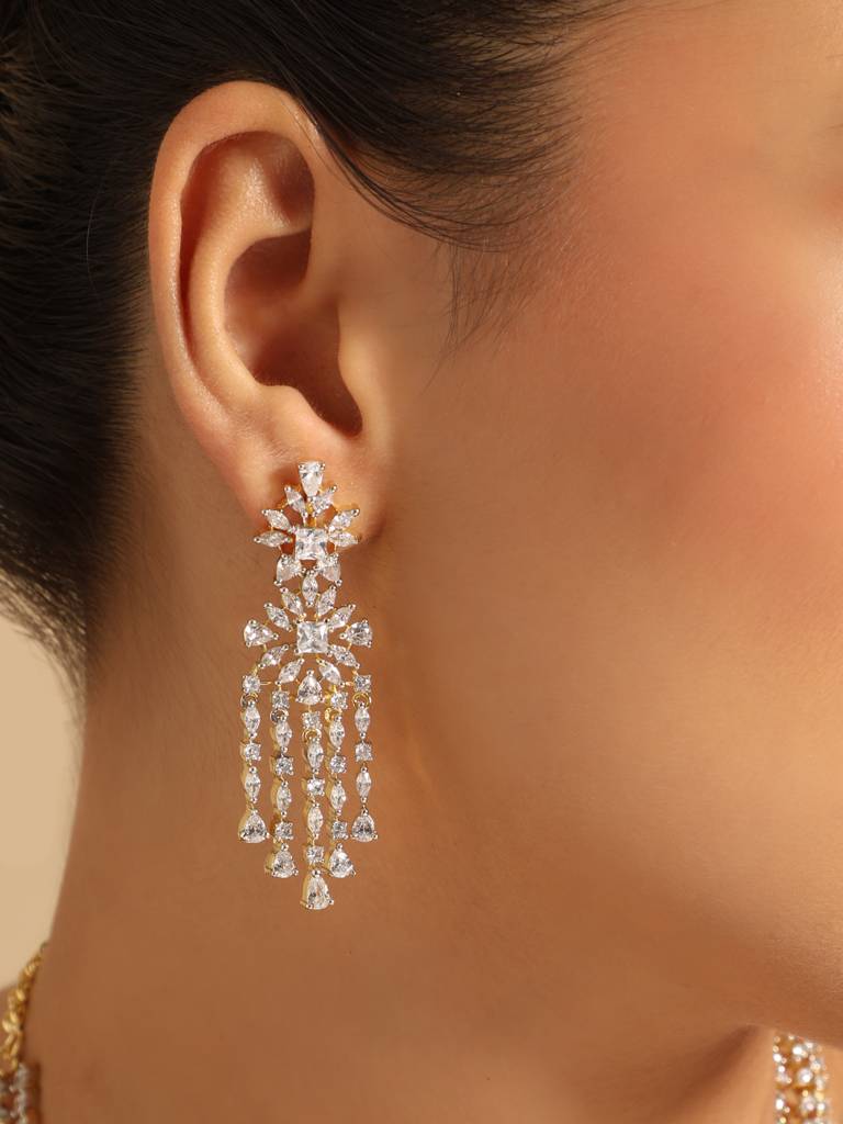 American Diamond Spark Veil Necklace Set : YI24A0599N