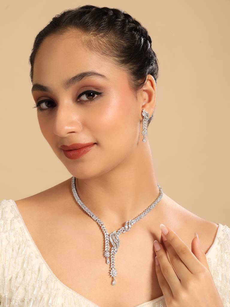 American Diamond Stellar Grace Necklace Set : YI24A0570N