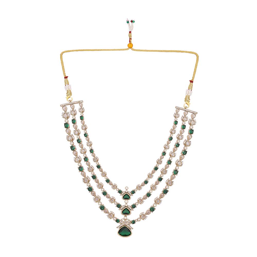 18K Gold Plated Emerald Elysian Layered Necklace Set : YI24A0479N