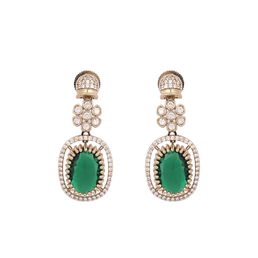 18K Gold Plated Emerald Blossom Necklace Set : YI24A0478N