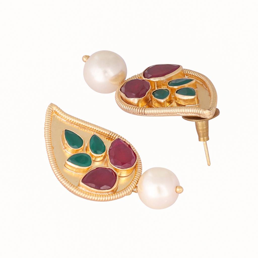 22K Gold Plated Ruby Grace Earrings : YI24A0382E