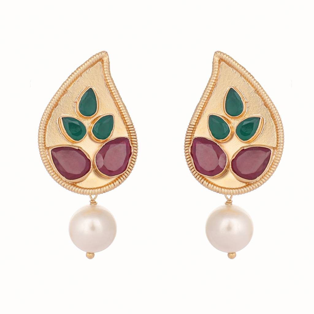 22K Gold Plated Ruby Grace Earrings : YI24A0382E