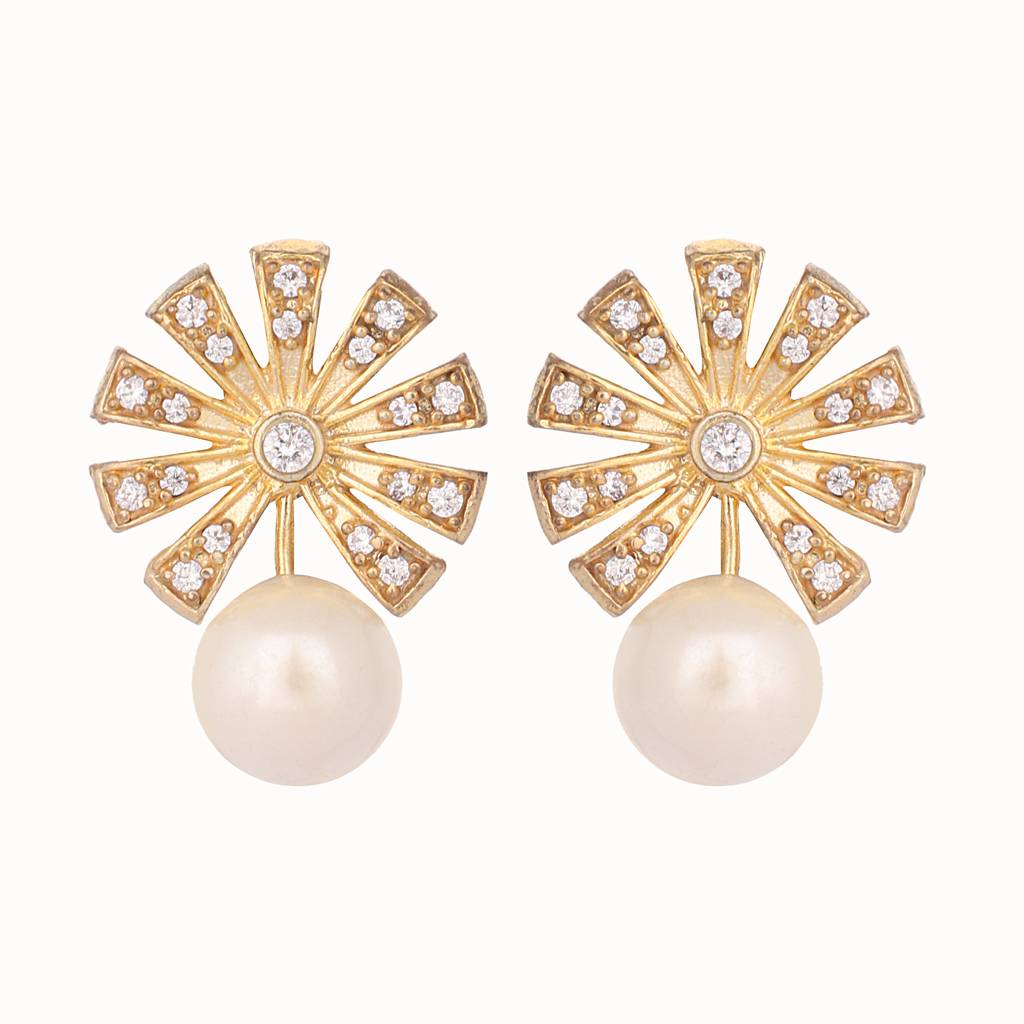 22K Gold Plated Pearl Thread Studs : YI24A0403E