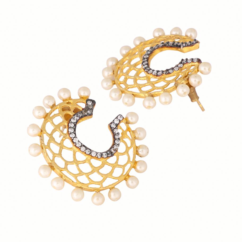 22K Gold Plated Celestial Filigree Earrings : YI24A0407E