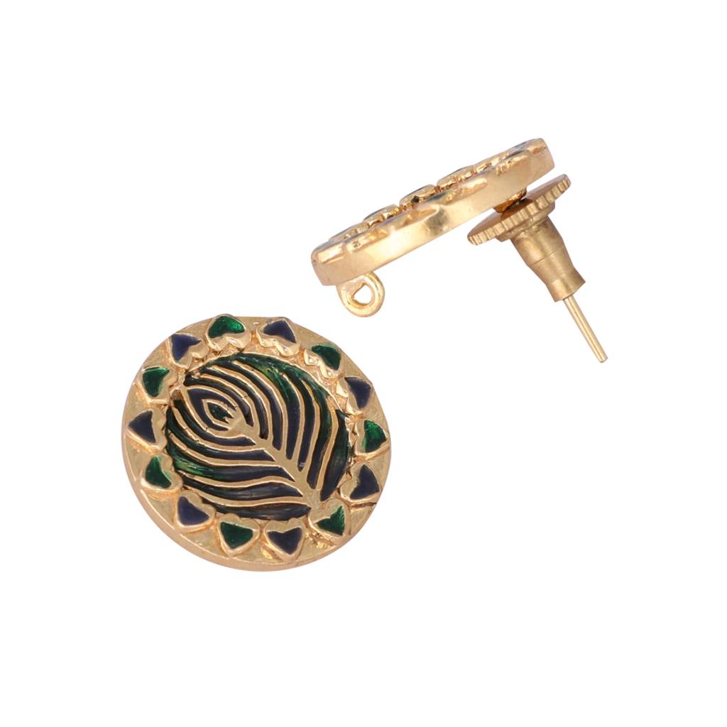 22K Gold Plated Elysian Patterned Golden Studs : YI24A0362E