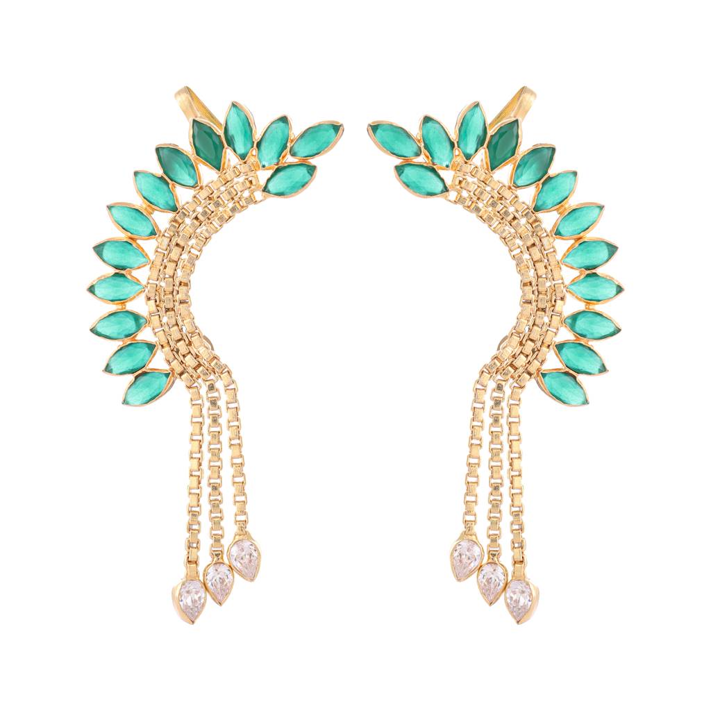 22K Gold Plated Turquoise Falls Earcuffs : YI24A0352E