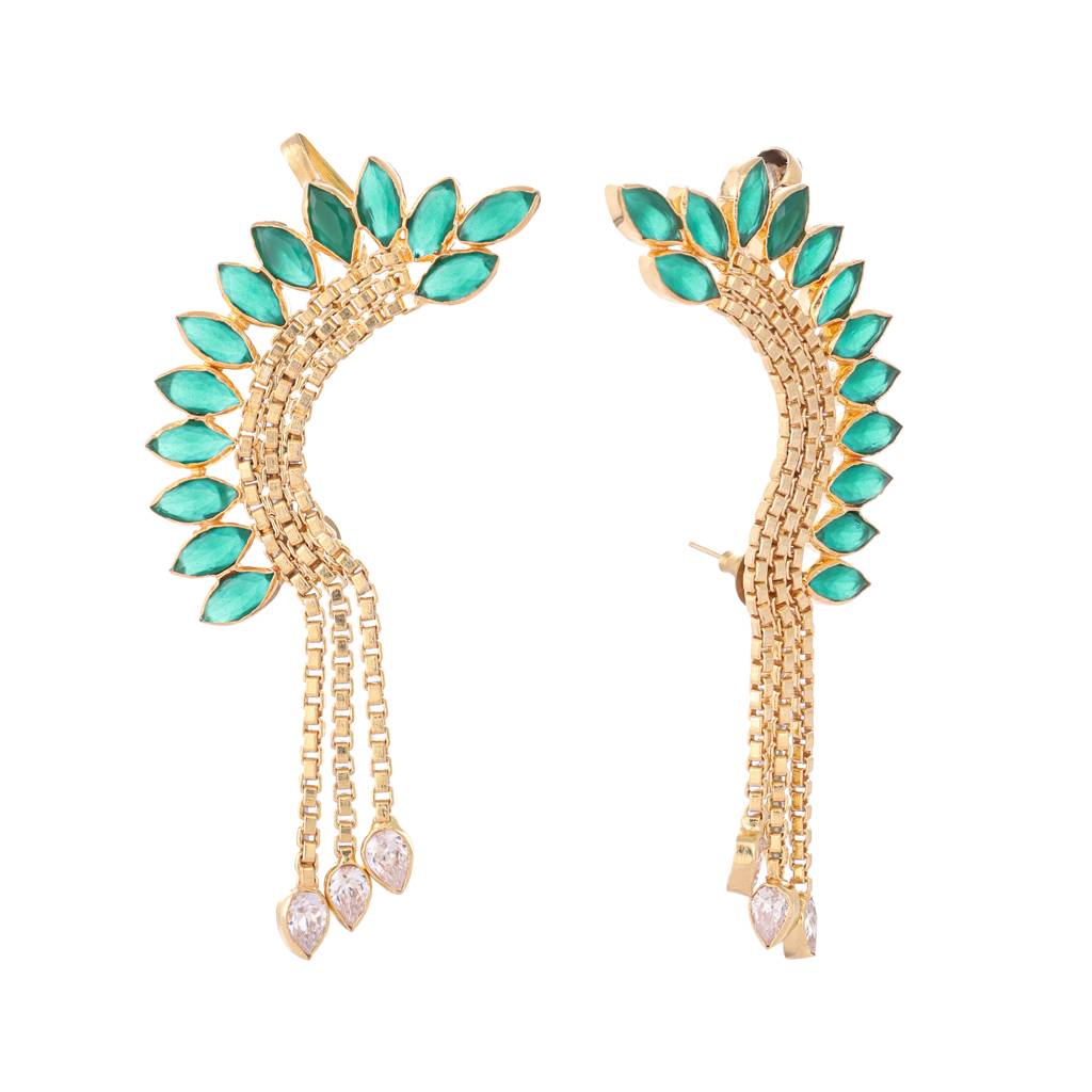 22K Gold Plated Turquoise Falls Earcuffs : YI24A0352E