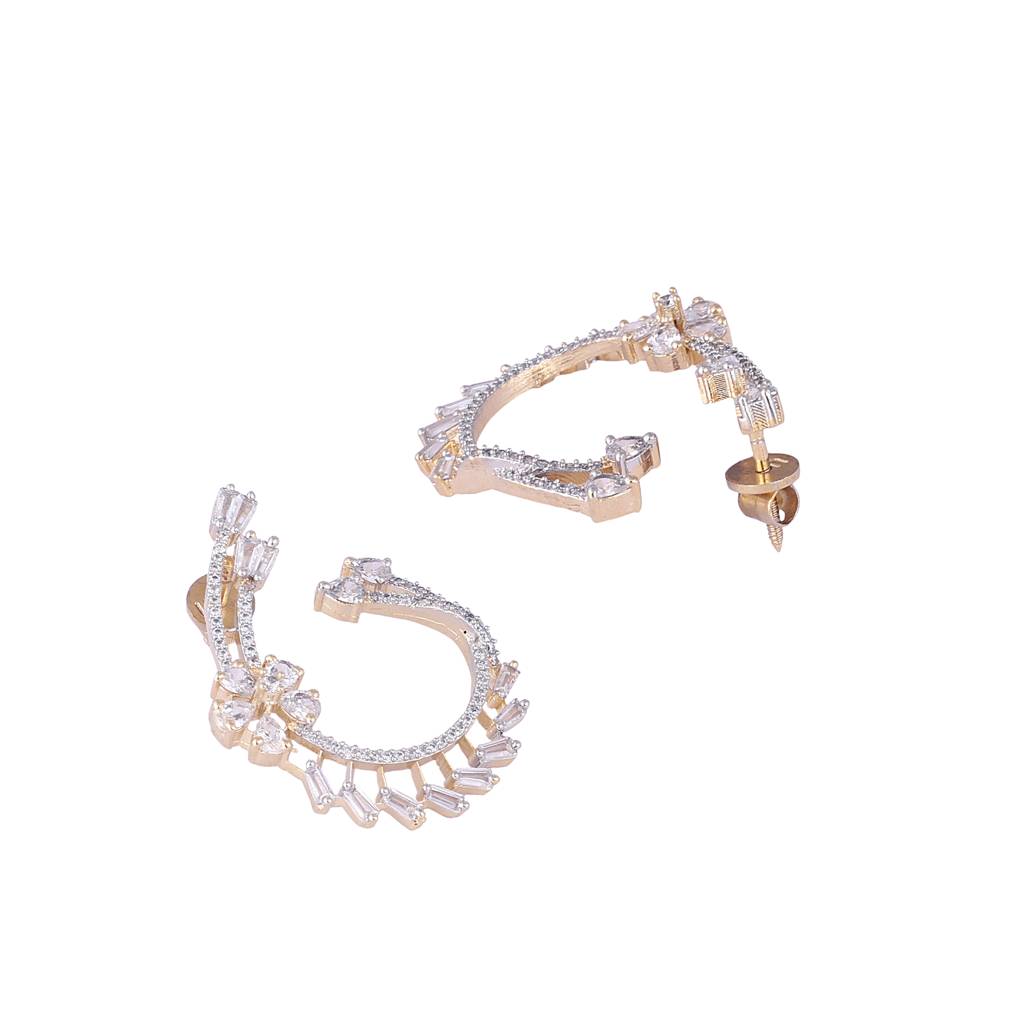 American Diamond Blossom Arc Stud Earrings : YI24A0569E