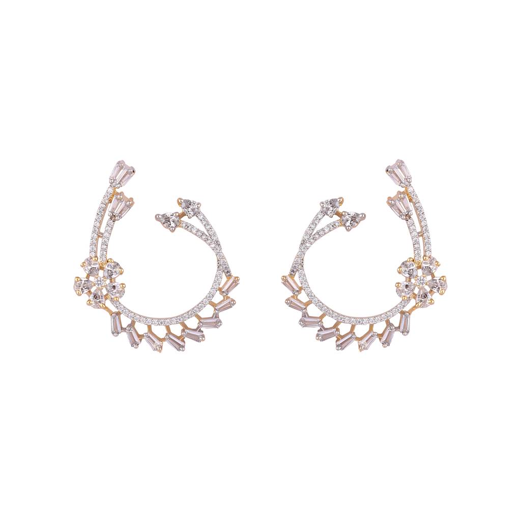 American Diamond Blossom Arc Stud Earrings : YI24A0569E