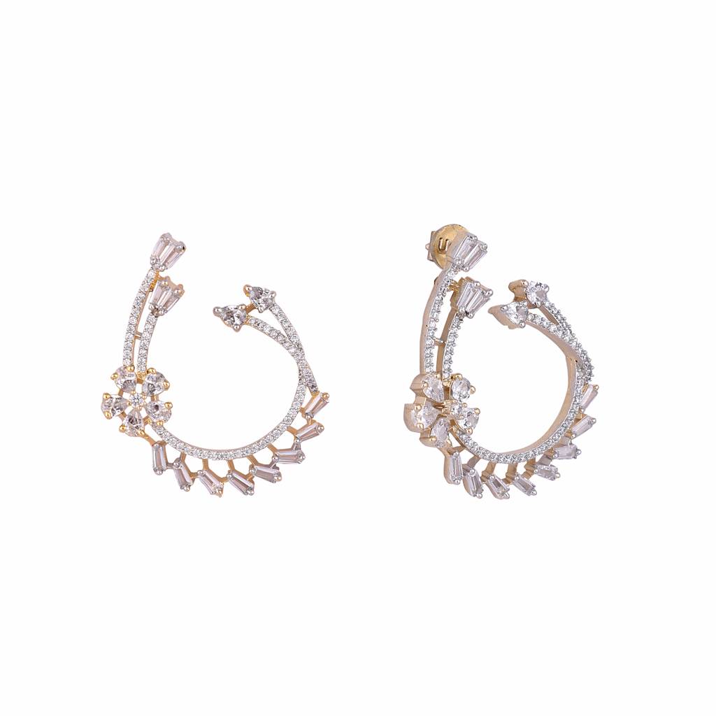 American Diamond Blossom Arc Stud Earrings : YI24A0569E