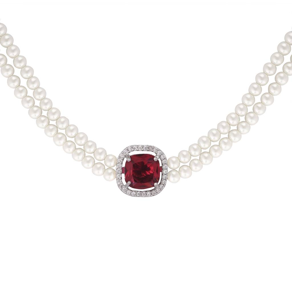 Ruby Elegance Pearl Choker : YI24A0410N