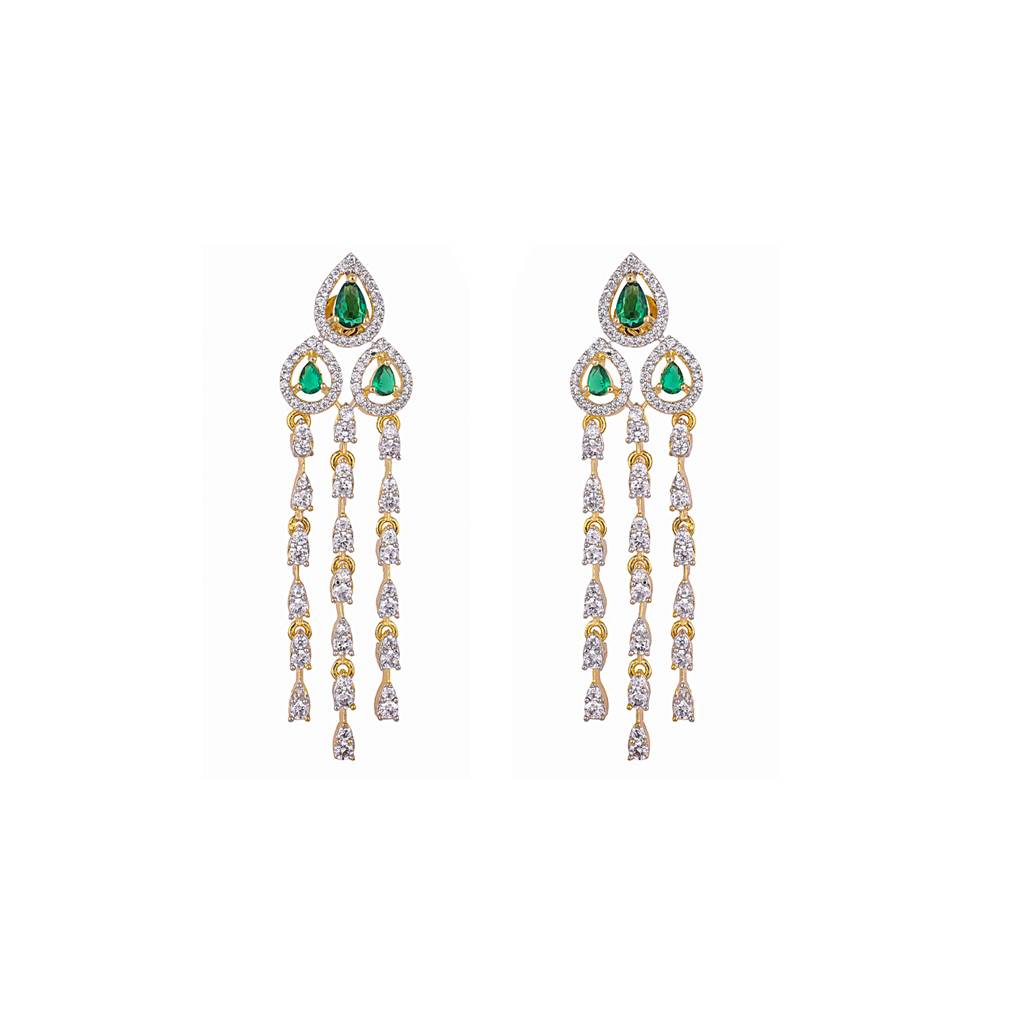 American Diamond Emerald Fern Dew Necklace Set : YI24A0591N