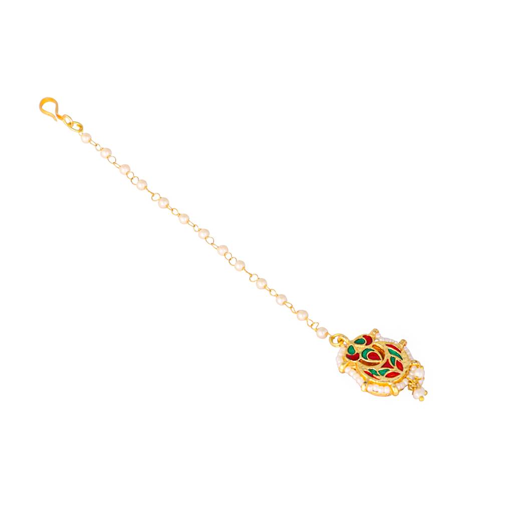 22K Gold Plated Golden Grace Dainty Maang Tikka : YI24A0424H