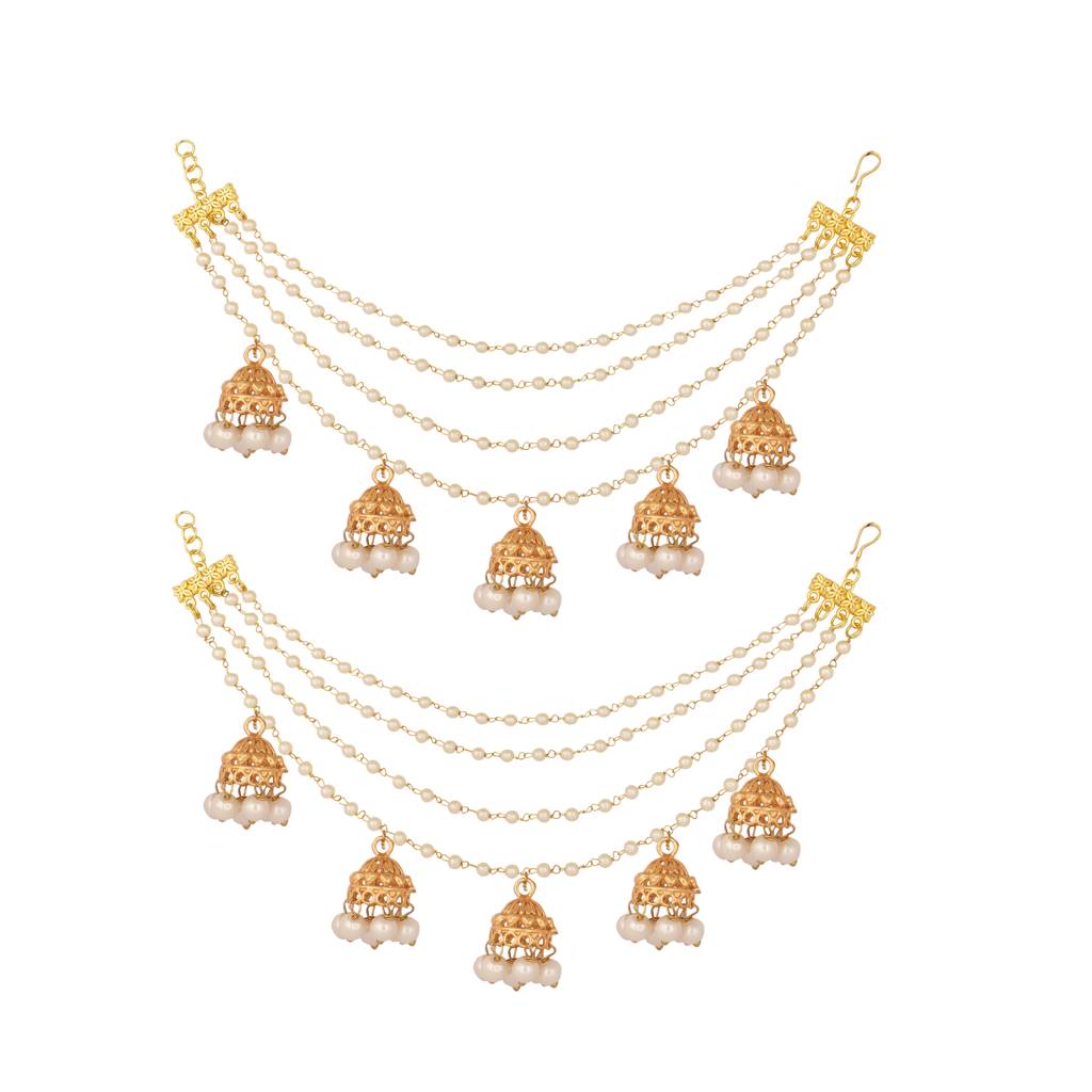 Golden Jhumki Drape Ear Chain : YI24A0503H