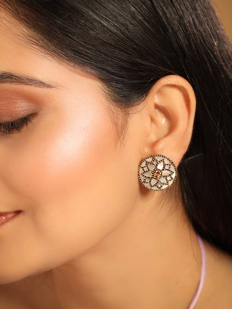 22K Gold Plated Luxe Glow Mop Studs : YI24A0341E