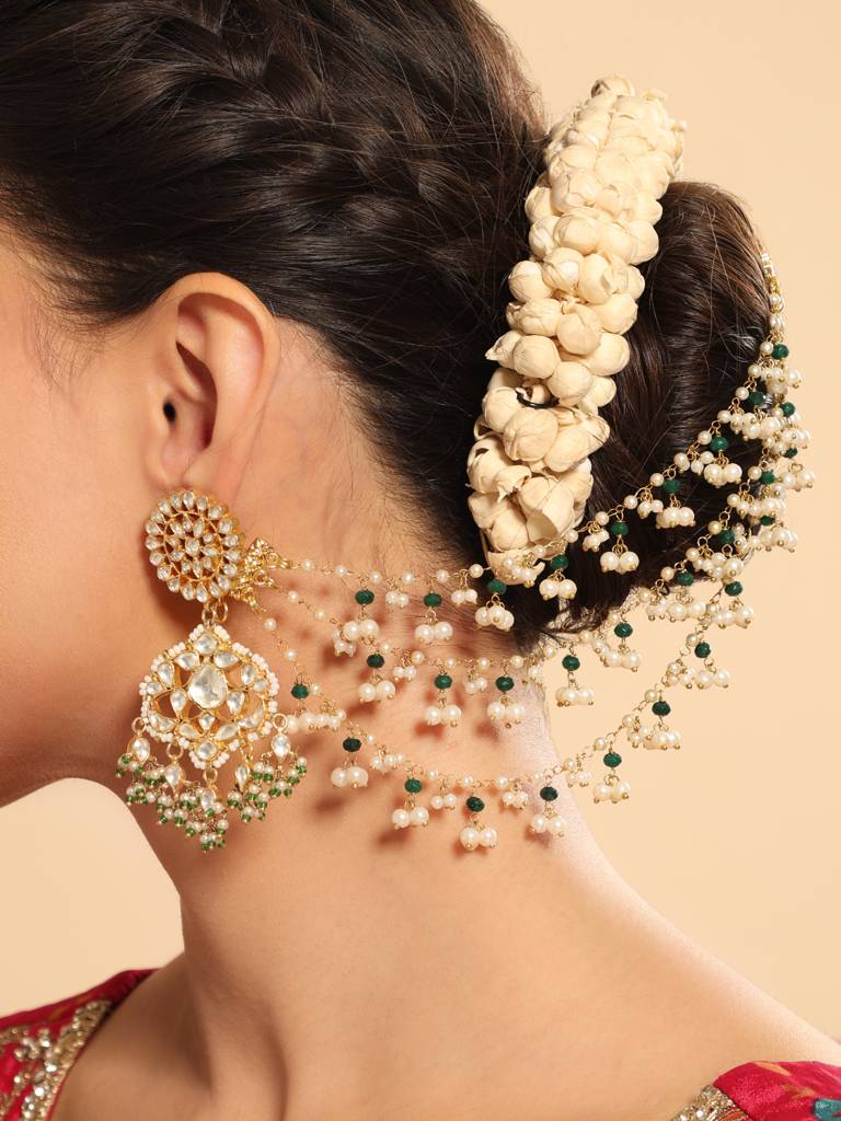 Pearl Cascade Tri Layered Ear Chain : YI24A0506H