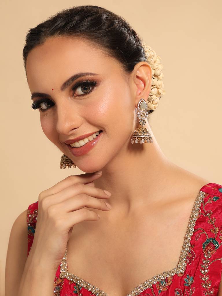 22K Gold Plated Aureate Swirl Jhumki Earrings : YI24A0542E