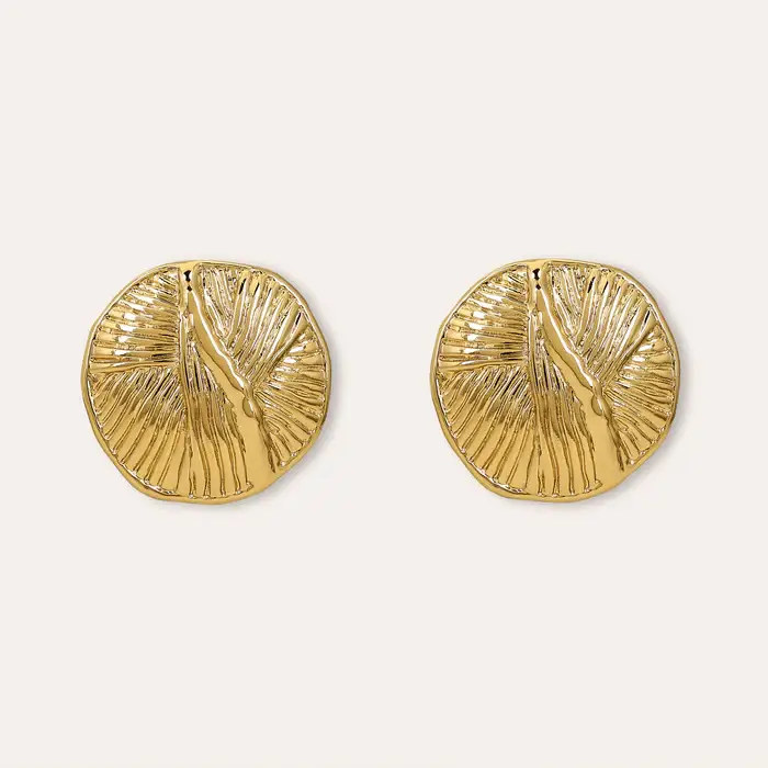 Tfc Roundy Round Gold Plated Stud Earrings : 10042