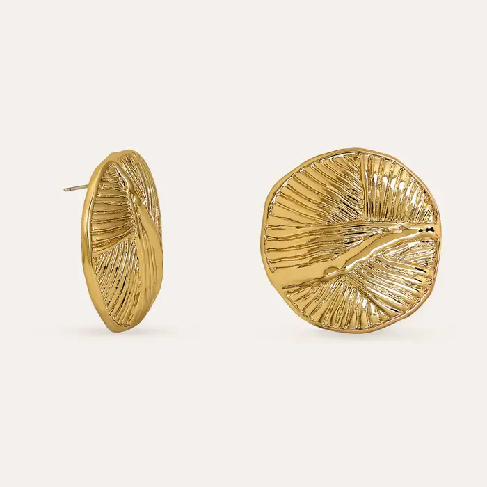 Tfc Roundy Round Gold Plated Stud Earrings : 10042