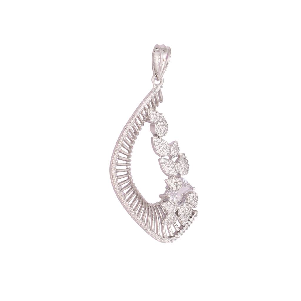 American Diamond Floral Arc Pendant Set : YI24A0662N