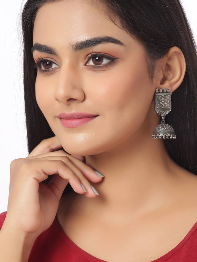 Classic Silver Jhumkas : ABGDE10