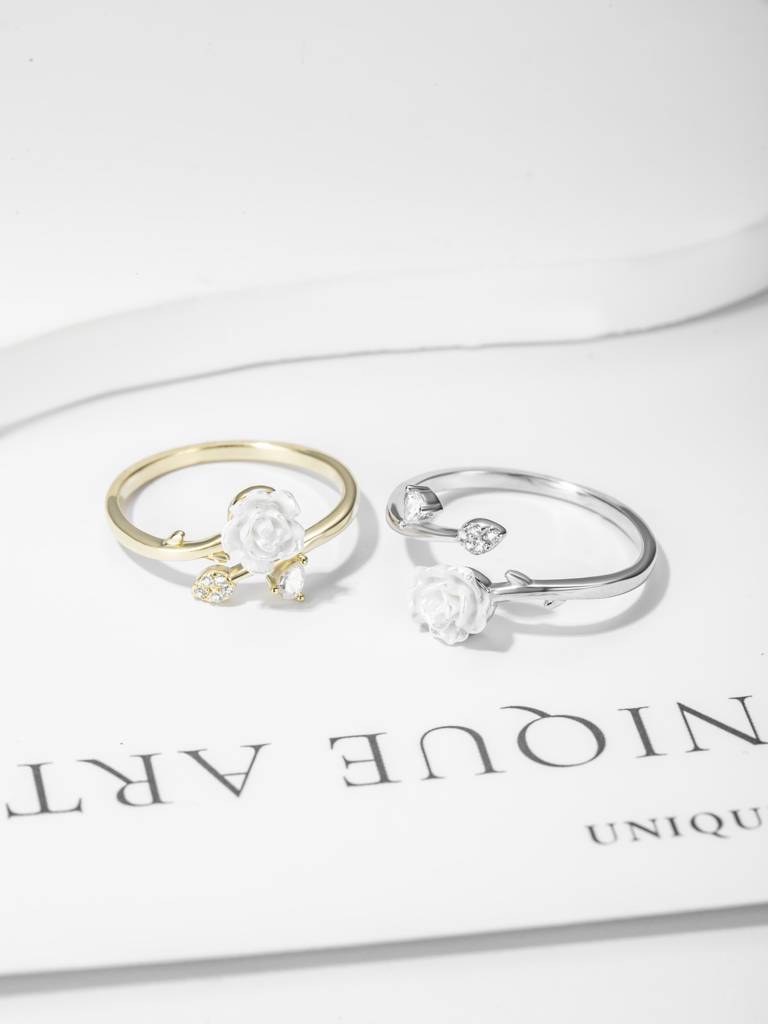 Blooming Rose Open Silver Ring : BRD3775G