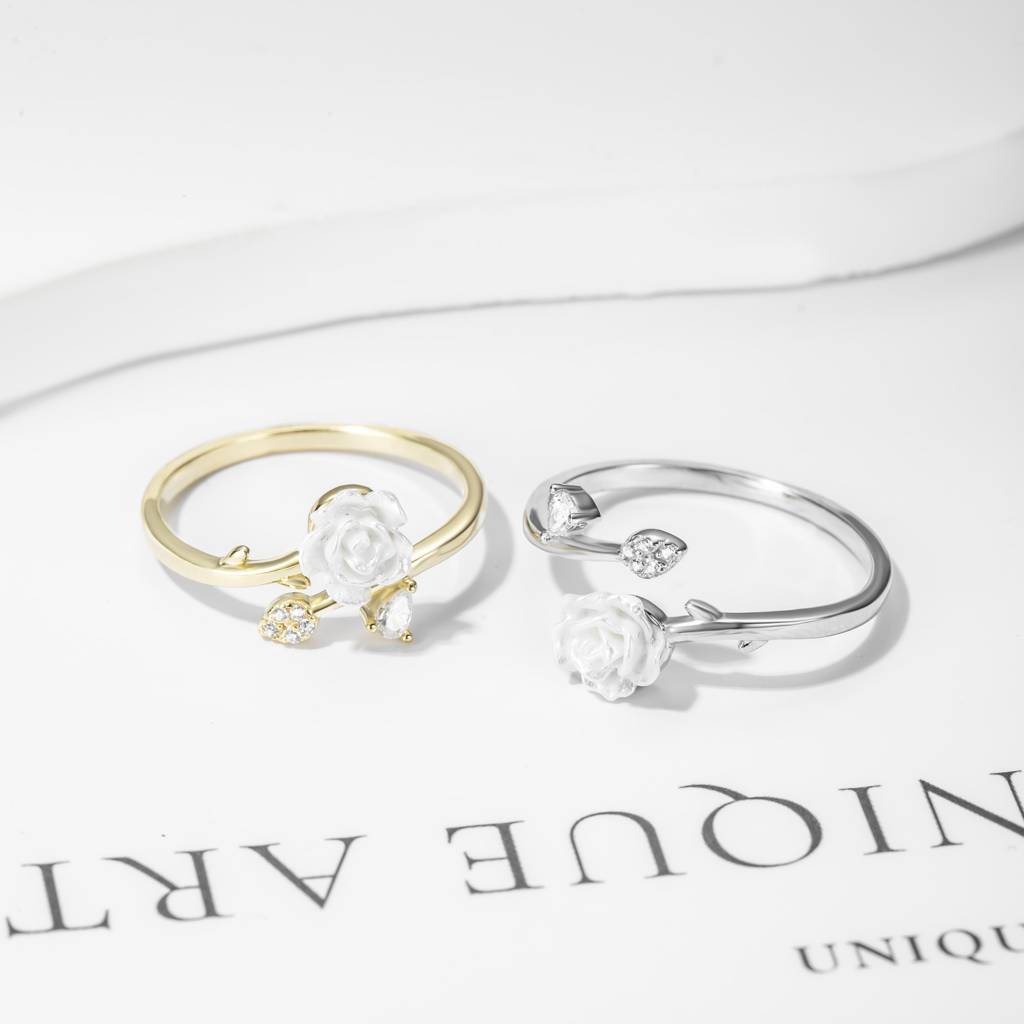 Blooming Rose Open Silver Ring : BRD3775G