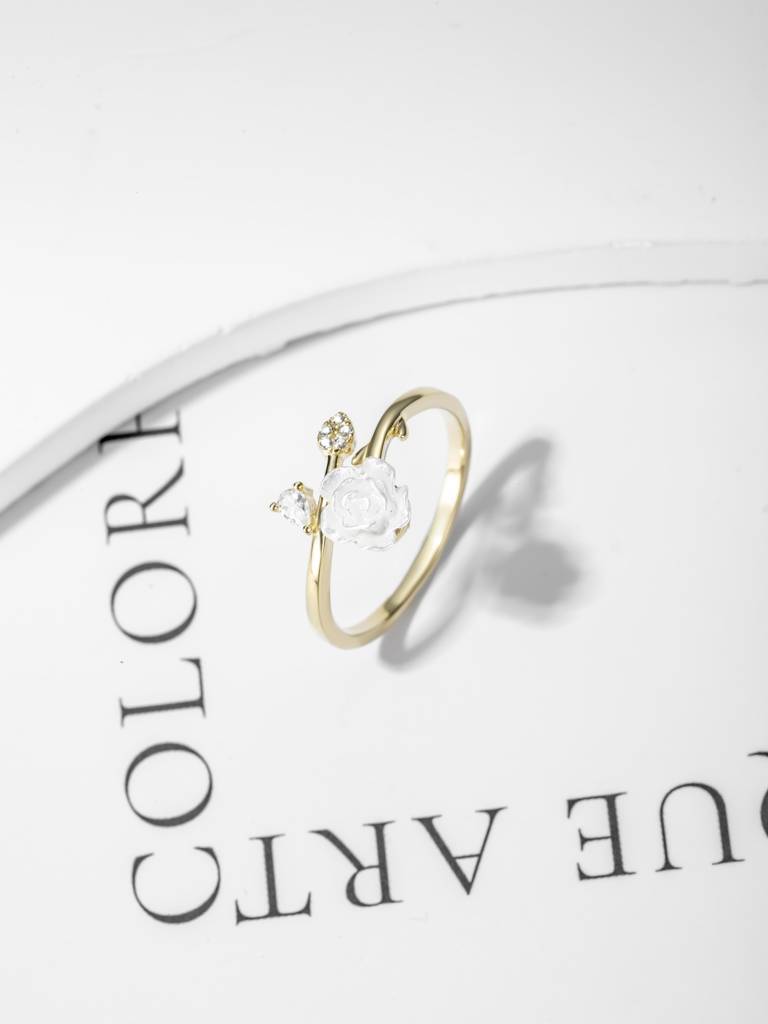 Blooming Rose Open Silver Ring : BRD3775G