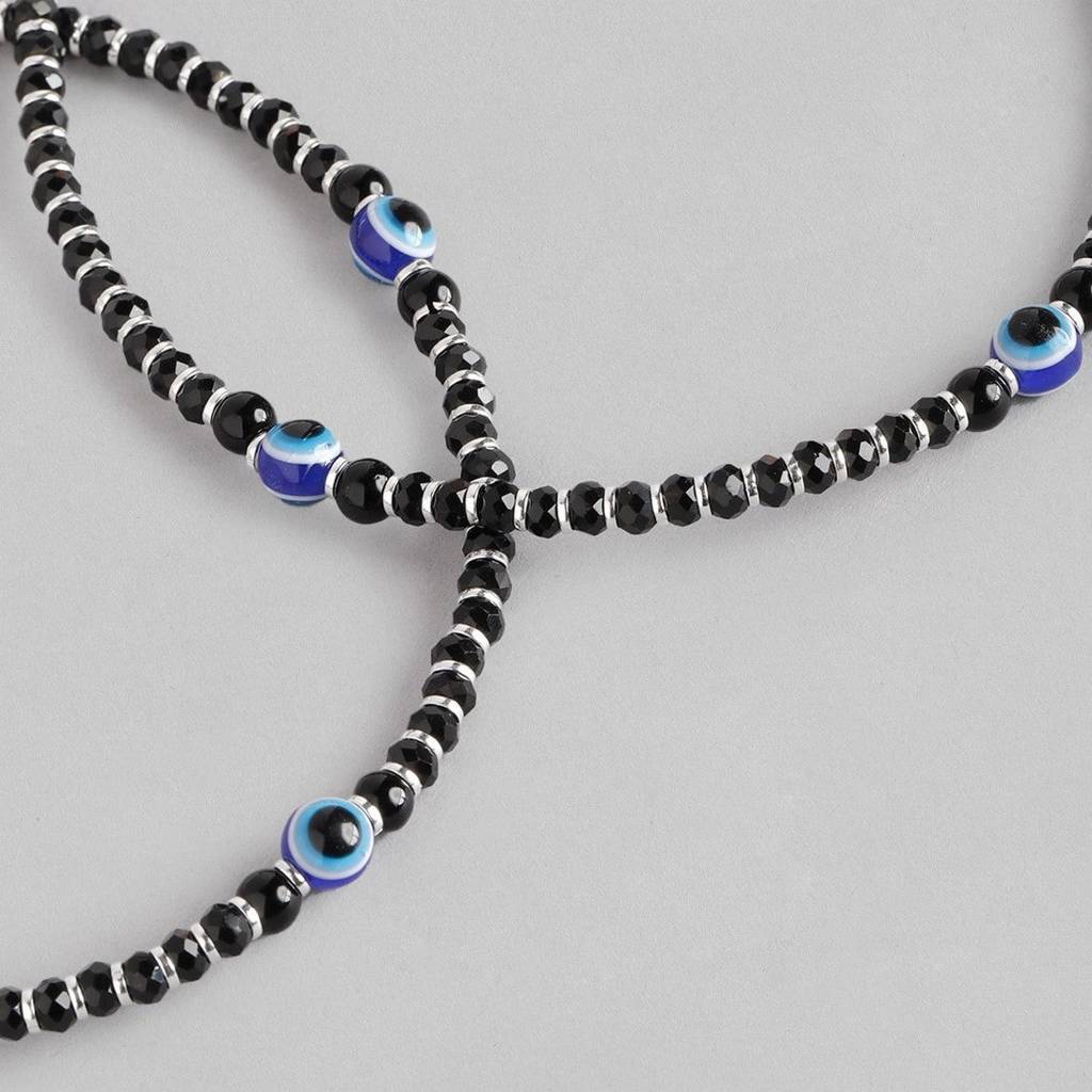 Stylish Evil Eye 925 Sterling Silver Anklet : ANK-60075-PAIR