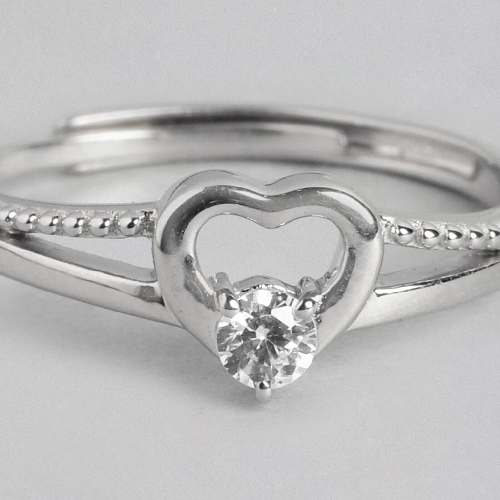 Eternal Love 925 Sterling Silver Rhodium Plated Heart Ring (Adjustable) : RNG-40166