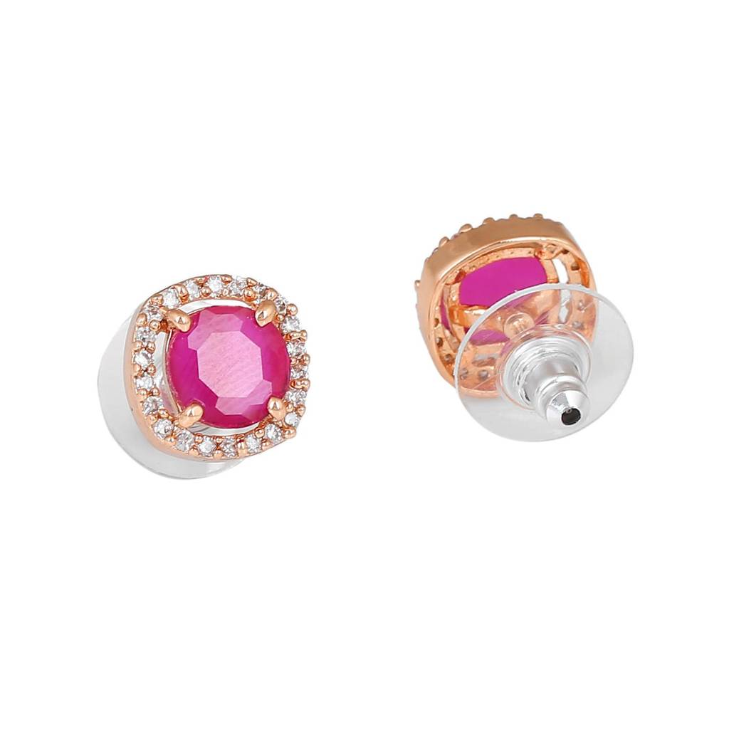 Estele Rose Gold Plated Cz Sparkling Mangalsutra Necklace Set With Ruby Stones For Women