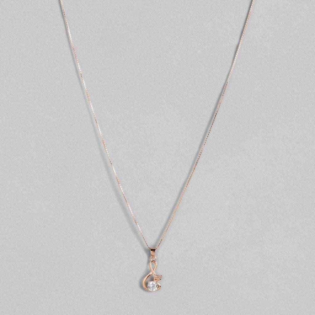 Musical Solitaire 925 Silver Rose Gold Necklace Chain : PEN-30008-C