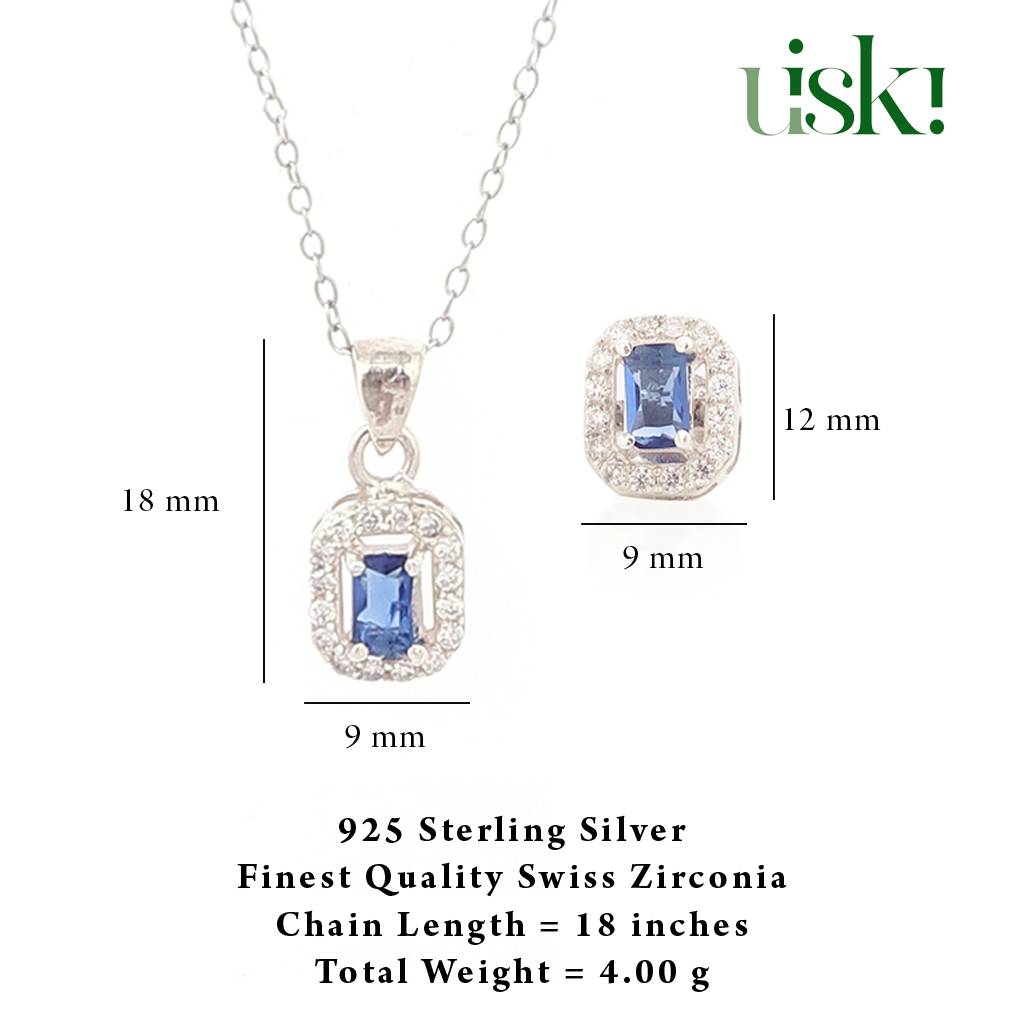 Iski Uski 925 Sterling Silver Shivi Sapphire Pendant Set