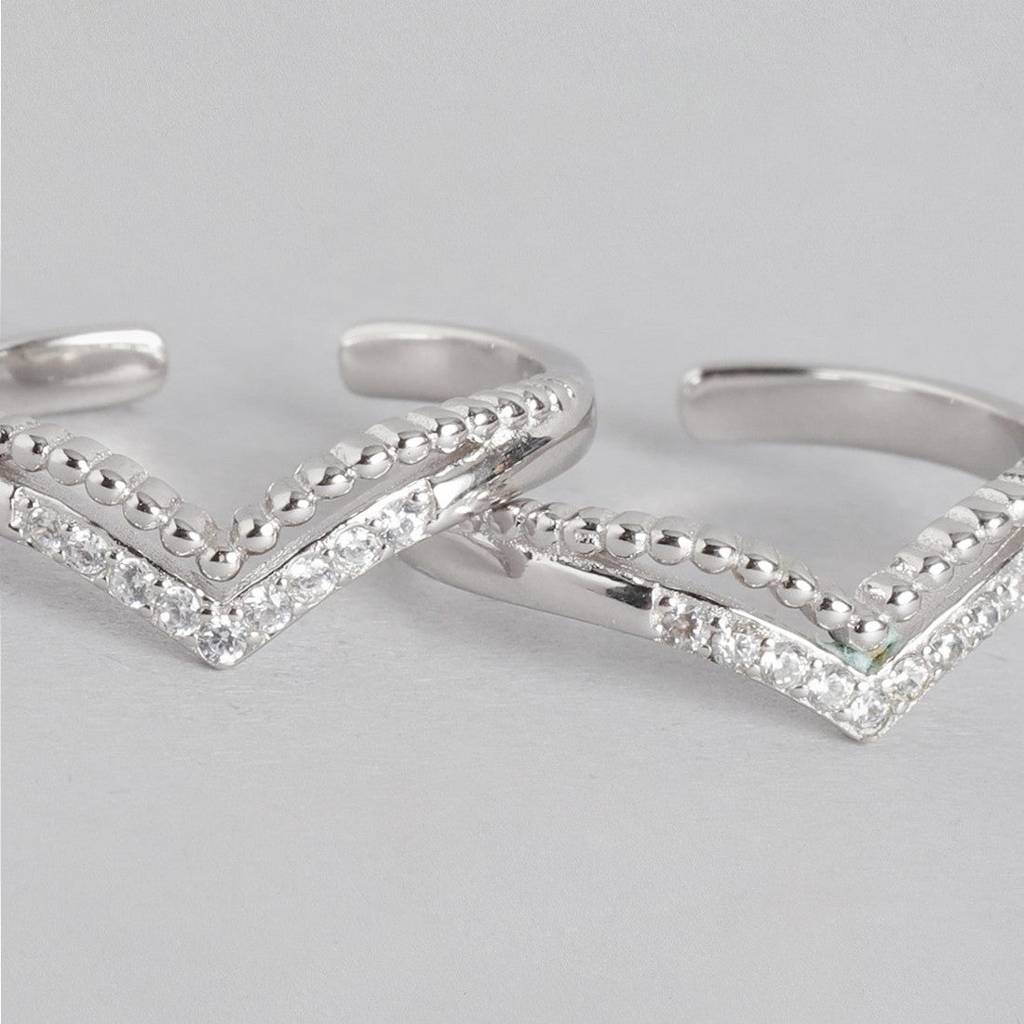 Classy Cz Rhodium Plated 925 Sterling Silver Toe Ring : TOE-10051