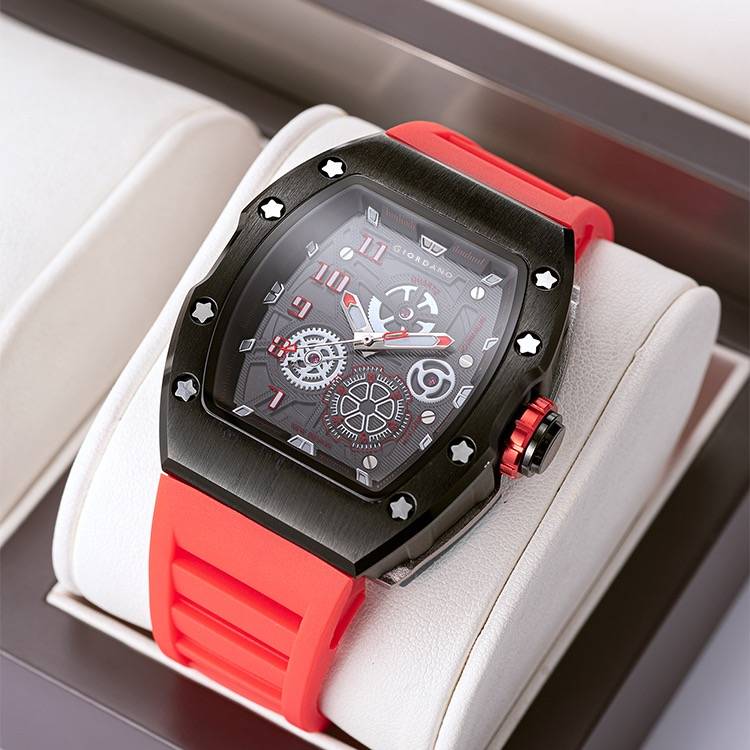 Giordano Sqaure Analog Casual Sporty Watch For Men – Mechanical-Inspired Design Dial, Quartz Movement, Silicon S : GZ-50150-02