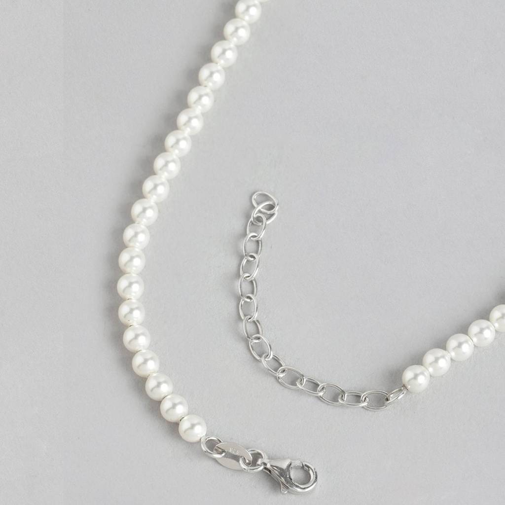 Freshwater Pearl Rhodium Plated 925 Sterling Silver Necklace : NL-30169