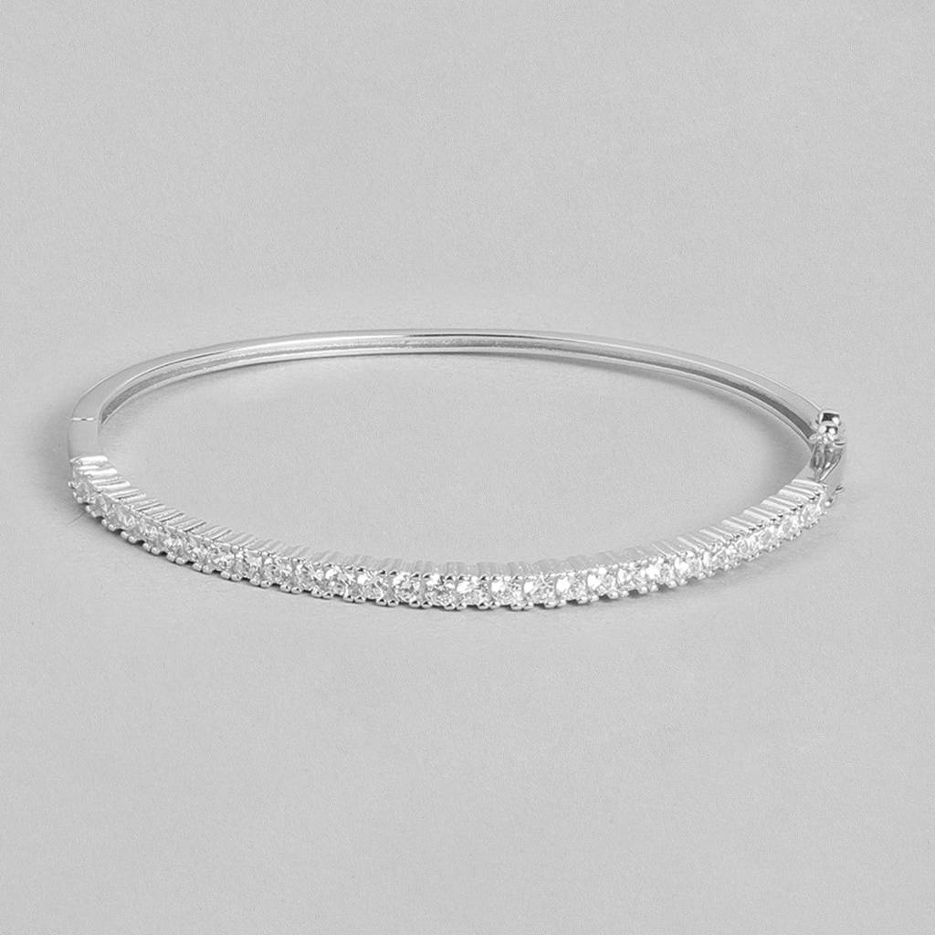 Square Solitaire Cz 925 Sterling Silver Bracelet : BR-80140